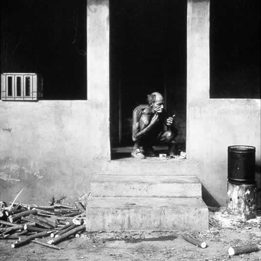 Man shaving on verandah, Western Transvaal, 1986