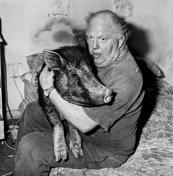 Brian with pet pig, 1998